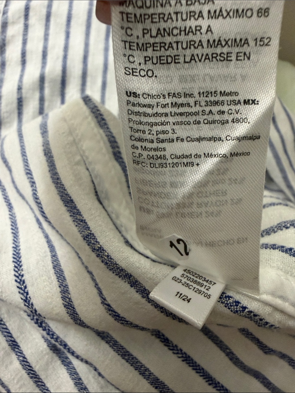 Chico's Striped Linen Stretch Blazer Size 4 (XXL) $149 - Picture 8 of 12